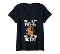 Femme Will Play for Free saxophonspieler Saxophone T-Shirt avec Col en V