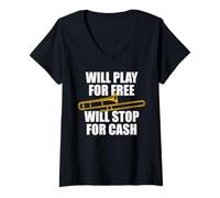 Femme Will Play for Free Trombone Trombone Trombone T-Shirt avec Col en V