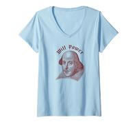 Femme Will Power Drôle William Shakespeare Littérature Meme T-Shirt avec Col en V