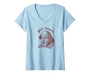 Femme Will Power Drôle William Shakespeare Littérature Meme T-Shirt avec Col en V