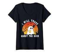 Femme Will Trade Candy for Beer T-Shirt avec Col en V