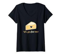 Femme Will You Brie Mine Cheese Lover Apéritif Produits laitiers T-Shirt avec Col en V
