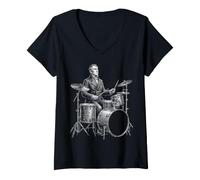 Femme William Henry Harrison Batterie T-Shirt avec Col en V