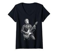 Femme William Henry Harrison Guitare T-Shirt avec Col en V
