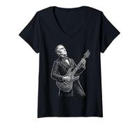 Femme William Henry Harrison Guitare T-Shirt avec Col en V