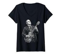 Femme William McKinley Guitare T-Shirt avec Col en V
