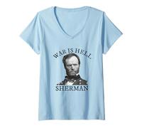 Femme William Tecumseh Sherman Citation de l'histoire de la Guerre Civile T-Shirt avec Col en V