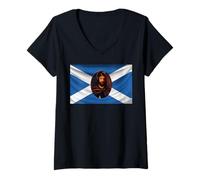 Femme William Wallace Le grand écossais montré sur le drapeau écossais T-Shirt avec Col en V