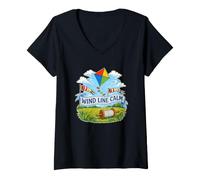 Femme Wind Line Calm Cerf Volant Bobine T-Shirt avec Col en V