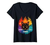 Femme Wind Shadow River Star Thunder Sky Cat Feline Warriors T-Shirt avec Col en V