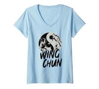 Femme Wing Chun Entraînement de Combattant Arts Martiaux T-Shirt avec Col en V
