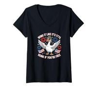 Femme Wing It Like It's 1776 Goose Honk If You're Free USA 250 T-Shirt avec Col en V