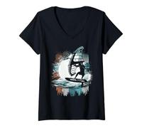 Femme Wing Surf Wing Foil Wingsurfen Surf Wingsurfer T-Shirt avec Col en V