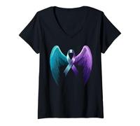 Femme Wings for Suicide Prevention Awareness & Support en santé mentale T-Shirt avec Col en V