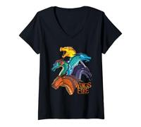 Femme Wings of Fire Dragon Heads T-Shirt avec Col en V