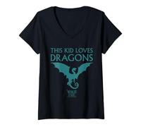 Femme Wings of Fire Kid Loves Dragons T-Shirt avec Col en V