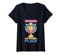 Femme Winner Of Second Place Blague perdant des résultats T-Shirt avec Col en V