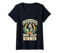Femme Winner Striped Winner Mint Julep Dinner Funny Zebra T-Shirt avec Col en V
