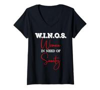 Femme Winos Women in Need of Sanity Funny Wine Lover Sommelier T-Shirt avec Col en V