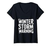 Femme Winter Storm Warning Alerte météorologue |- T-Shirt avec Col en V