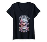 Femme Wires and Wolves Cyber Woman Wolf Skull Tech Dream Rose T-Shirt avec Col en V