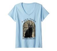 Femme Witch Black Cat Hex The Patriarchy T-Shirt avec Col en V