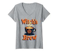 Femme Witch’s Brew Halloween Coffee Cup T-Shirt avec Col en V