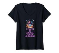 Femme Witchcraft Magic Don't Make Me Spell Kindness Witch Vibe T-Shirt avec Col en V