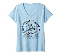 Femme Witches Brew Coffee Co s'arrête pour Un Sort Depuis 1692 Meme T-Shirt avec Col en V