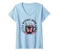 Femme Witches Brew Coffee Cup Witchy Mug Halloween Witch Be Sippin T-Shirt avec Col en V