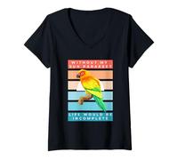 Femme Without My Sun Parakeet Life Would Be Incomplete Sunset T-Shirt avec Col en V