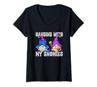 Femme Wizard and Dragon GNOME for Women Hanging with My Gnomies T-Shirt avec Col en V