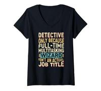 Femme Wizard Job Title Quote - Funny Detective T-Shirt avec Col en V