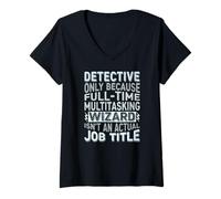 Femme Wizard Job Title Quote - Funny Detective T-Shirt avec Col en V