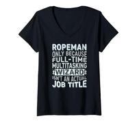 Femme Wizard Job Title Quote - Funny Ropeman T-Shirt avec Col en V