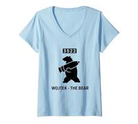 Femme Wojtek Bear Artillery Shell Emblème Militaire T-Shirt avec Col en V
