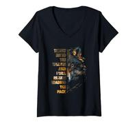 Femme Wolf Leader Citation Throw Me to The Wolves Motivation T-Shirt avec Col en V