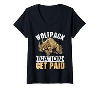 Femme Wolfpack Nation Faites-Vous Payer T-Shirt avec Col en V
