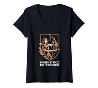 Femme Woman Archer alimenté par la Concentration et l'énergie féroce T-Shirt avec Col en V