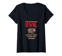 Femme Wombat I'm Actually Evil People Just Think I'm Joking T-Shirt avec Col en V