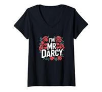 Femme Womens Bookish Valentines Day I'm Mr Darcy is My Valentine T-Shirt avec Col en V