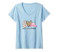 Femme Womens Girls Kids Peace Love Meme Blobfish Lover T-Shirt avec Col en V