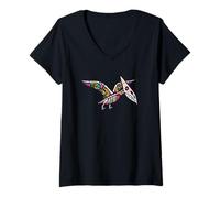 Femme Womens Girls Sugar Skull Muertos Pterodactyl Pterosaur Lover T-Shirt avec Col en V