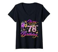 Femme Womens It’s My 78th Birthday 78 Years Old Birthday Queen T-Shirt avec Col en V