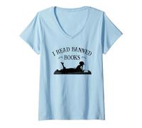 Femme Womens Retro Vintage I Read Banned Books Literature Lover T-Shirt avec Col en V