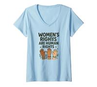 Femme Women's Rights are Human Rights All Hands Together Design T-Shirt avec Col en V