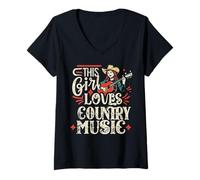 Femme Womens This Girl Loves Country Music Vintage Concert Gifts T-Shirt avec Col en V