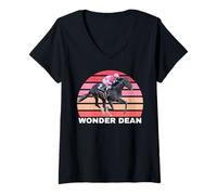 Femme Wonder Dean Cheval, Course de Chevaux, Santa Anita, Del Mar Horse T-Shirt avec Col en V