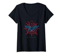 Femme Wonder Woman Movie Warrior Shield T-Shirt avec Col en V