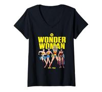 Femme Wonder Woman Through The Years T-Shirt avec Col en V